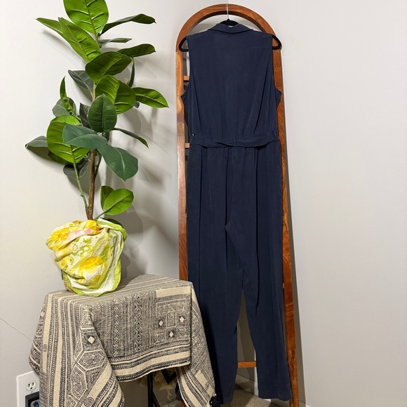 Cloth & Stone XL Navy Blue Sleeveless 100% Lyocell Belted Jumpsuit - Picture 3 of 9